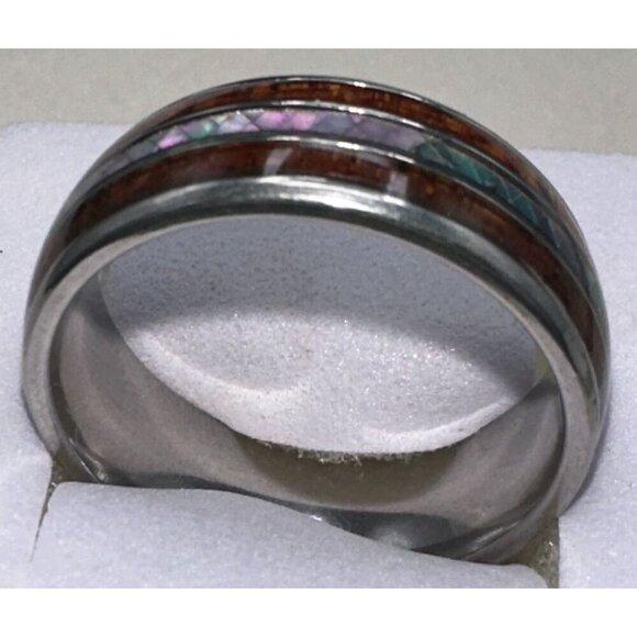 Fashion Jewelry Other - Mens Tungsten Carbide Ring With Wood & Opal Inlay Durable & Stylish Design